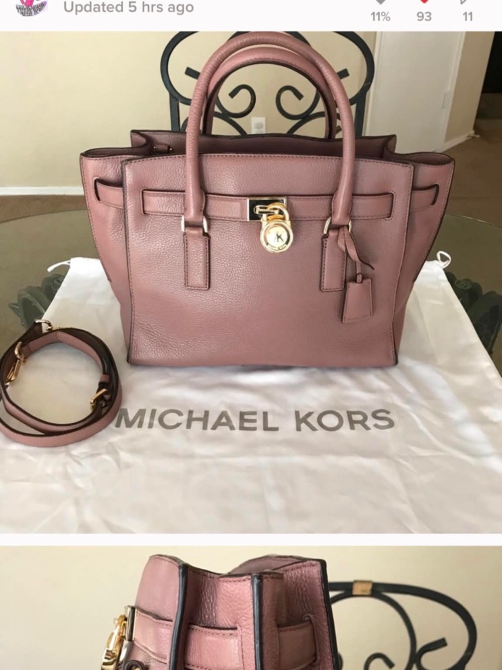 Michael Kors Dusty Rose Leather Satchel with Gold Hardware